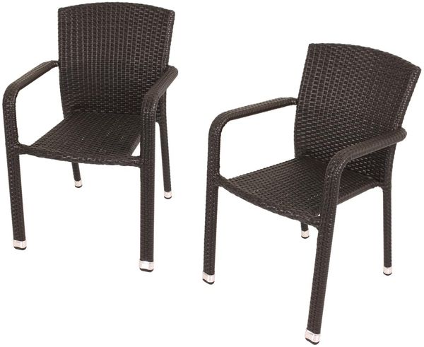 Gartenstuhl 2er Set WERNER - Kunststoff, Braun | Stapelstuhl Wetterfest Gartenstühle Outdoor Essstühle