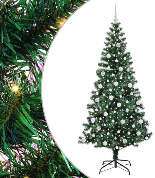 vidaXL Künstlicher vorbeleuchteter Weihnachtsbaum Grün 210 cm 3396778