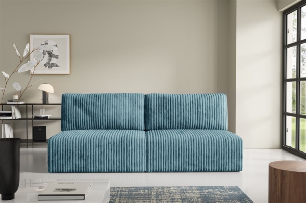 Sofa 3-Sitzer mit Schlaffunktion NATALIA XS in Stoff Tilia Blau