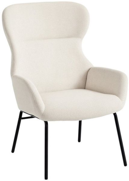 HOMCOM Relaxsessel Ohrensessel Wohnzimmer Sessel mit hoher Rückenlehne, Stahlbeine (Polstersessel mit Leinenoptik, 1-St, Stahlbeine Polstersessel mit Leinenoptik), Lesesessel für Schlafzimmer Cremeweiß