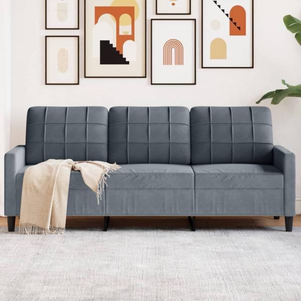 vidaXL 3-Sitzer-Sofa Dunkelgrau 180 cm Samt 4007635