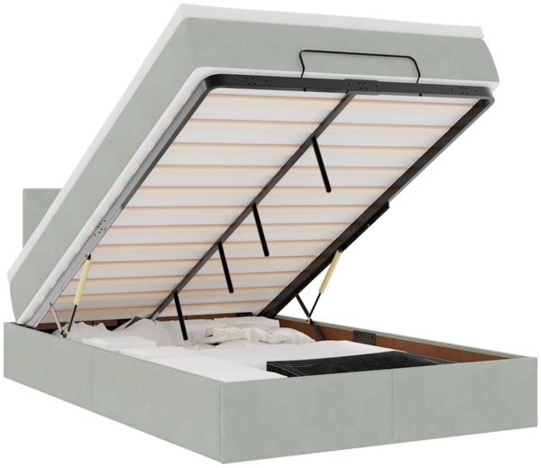 vidaXL Ottomanische Bett mit Matratze Hellgrau 120x190 cm Samt 3311687