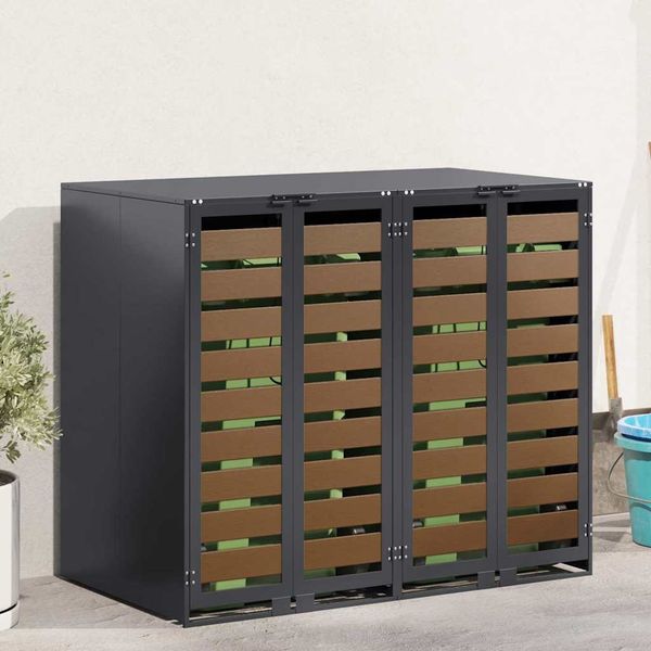vidaXL Wagenmüllbehälter für 2 Behälter Stahl Anthrazit 3394768