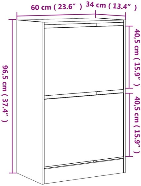 vidaXL Schuhschrank Sonoma-Eiche 60x34x96,5 cm Holzwerkstoff 839947 Bild 9