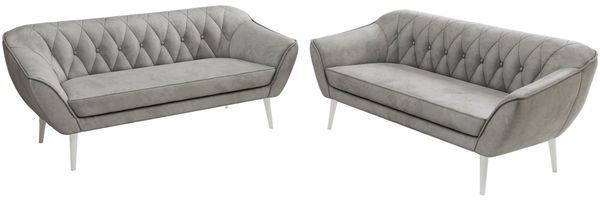 Wohnzimmerset Möbelset PIRS 3-3, Armlehnen, Wellenfederung, weiße Füße, Dreisitzer Sofa, Polstermöbel Set - Hellgrau Velvet Bild 8