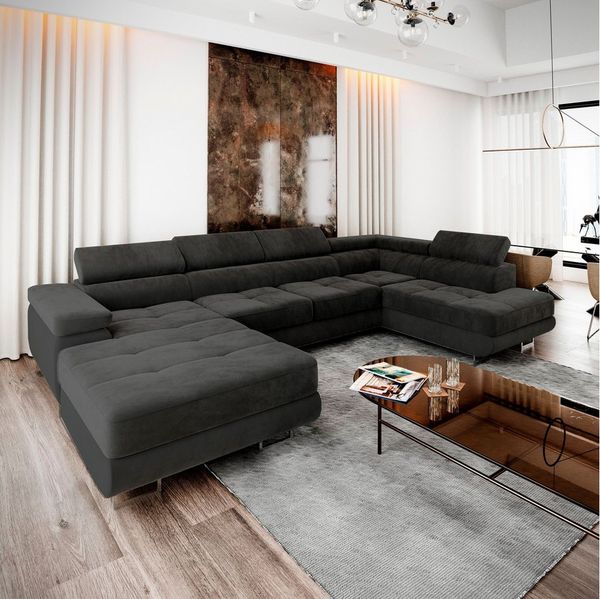 Masseno Ecksofa CASONE mit Schlaffunktion U-Form, Sofa mit Bettkasten