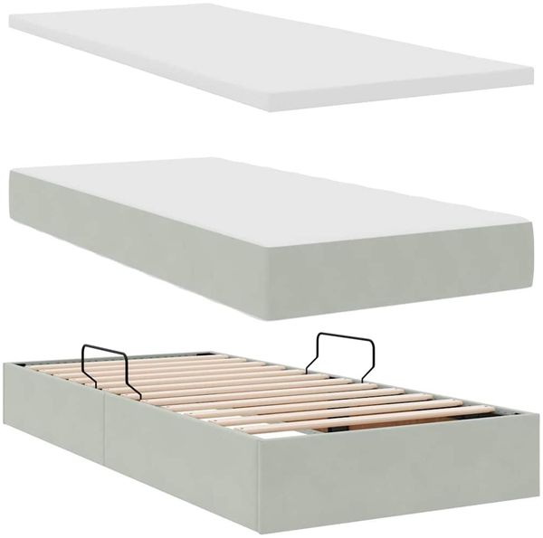 vidaXL LED-Speicherbett mit Matratze Hellgrau 90 x 200 cm Samt 3371427 Bild 9
