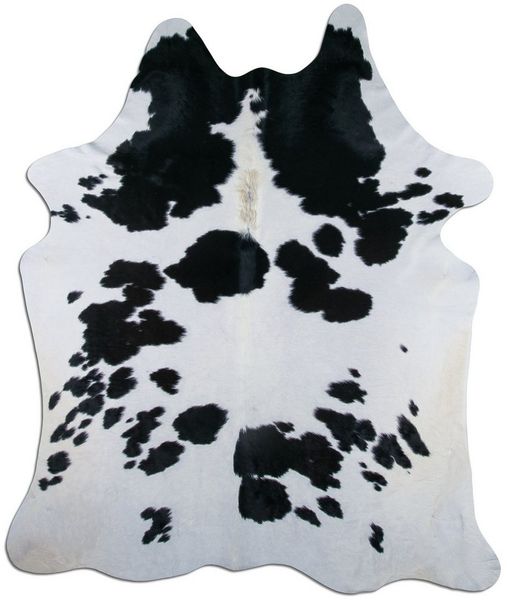 Livorio Fellteppich - schwarz weiß / black white, Kuhfell, Premium Kuhfell Teppich, Rinderfell, Echtfell