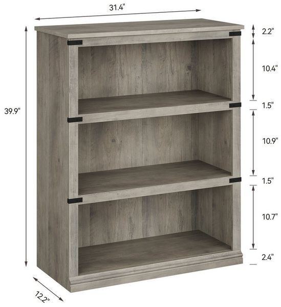 GarveeMore Bücherregal,bodenstehende 3-stöckige Ausstellungsregale,100cm, Bücherschrank mit KIPPSCHUTZ-SET für Schule,Bibliothek,Schlafzimmer