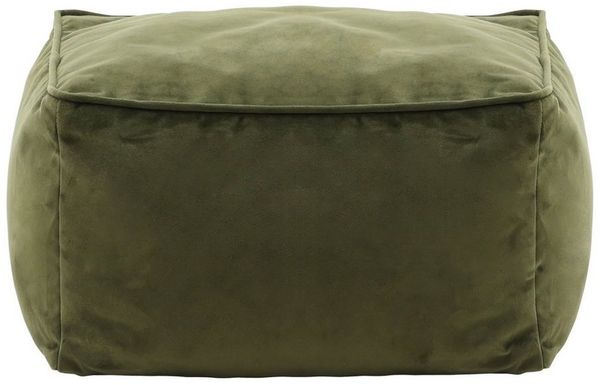 Icon Amara Hocker, Olivgrün, Flauschiger Samt Stoff, Samt Sitzsack, Sitzpuff Hocker mit Füllung, Fußhocker für das Wohnzimmer, Deko Wohnzimmer