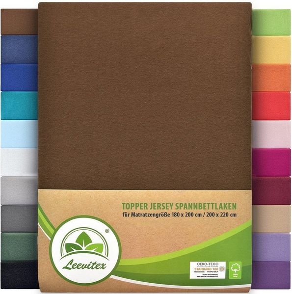 leevitex® Spannbettlaken Spannbettlaken Topperbezug Premium 170, Gummizug: rundum, extra schwere Ausführung, 180x200 - 200x220 cm, 100% Mako-Baumwolle