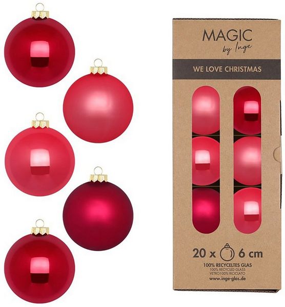 MAGIC by Inge Weihnachtsbaumkugel, Weihnachtskugeln Glas 6cm 20 Stück - Gentle Pink