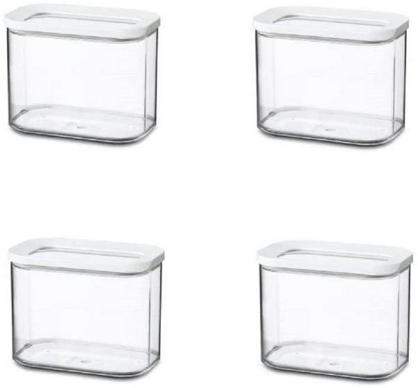 Mepal | Modula Vorratsdosen-Set 4-tlg. | 1000 ml | weiße Deckel | Frischhaltedosen | perfekt für trockene Lebensmittel