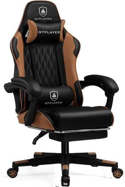 GTPLAYER Gaming-Stuhl Gamer Stuhl, Ergonomischer Bürostuhl mit Fußstütze, Kopfstütze und Lendenstütze