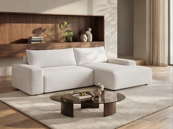 Vente-unique - DAVISO Sofa Stoff Beige - B 162 cm x H 87 cm x L 264 cm