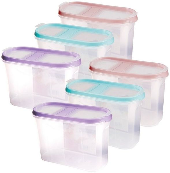 Bestlivings Vorratsdose Müslispender 1,4L - 4,5L, Kunststoff, (6-tlg, 1,4 Liter (7cm x 17cm x 12,5cm), Schüttdose für Lebensmittel, Vorratsbehälter Set - Frischhaltedosen
