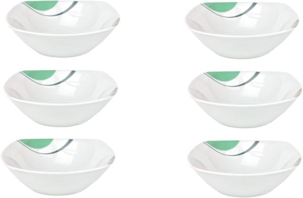 6er Set Müsli- Salatschale Corona 14,2cm Porzellan weiß mit Dekor