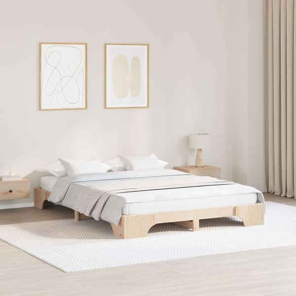 vidaXL Bettrahmen Natur 140 x 200 cm Massives Kiefernholz 872860