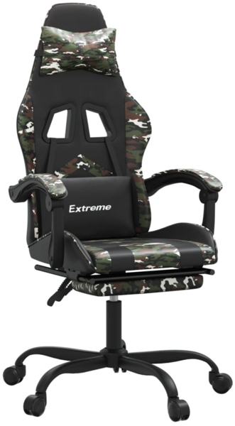 vidaXL Gaming-Stuhl mit Fußstütze Schwarz und Tarnfarben Kunstleder 3143913