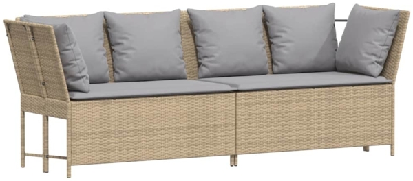 vidaXL Gartensofa mit Kissen Beige Poly Rattan 4104126