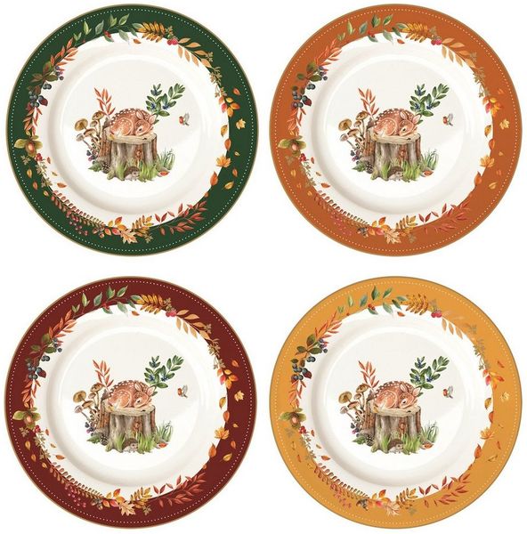 EasyLife Kuchenteller Forest Dream, Spülmaschinengeeignet, Mehrfarbig, Reh, ⌀ 19cm, Mehrfarbig, Reh, H: cm