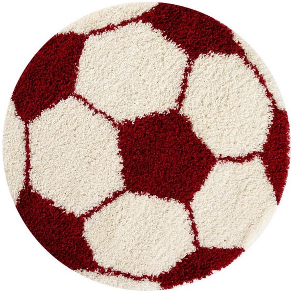 Carpettex Kinderteppich Fußball-Design, Rund, Höhe: 30 mm, Kinder Teppich Fußball-Form Kinderzimmer versch. farben und größen