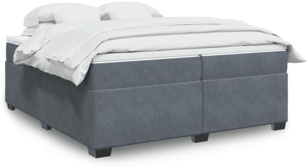 vidaXL Boxspringbett mit Matratze Dunkelgrau 200x200 cm Samt 3285306