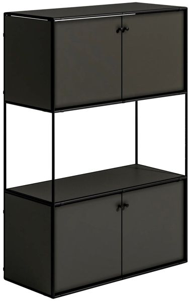 Novel 'BRERA OFFICE' Highboard, Melamin anthrazit, 80.7 x 120 x 35.8 cm, inkl 2 Doppeltüreinsätze