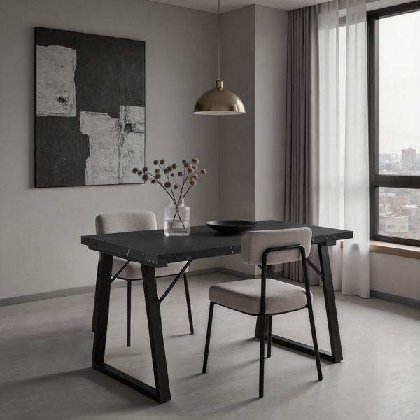 HOMAVO Esstisch Z2 Mit Metallgestell 120 cm In Schwarz