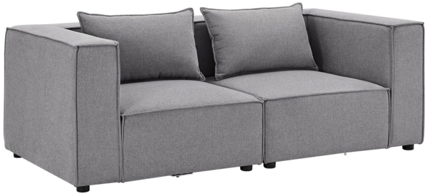 Juskys modulares Sofa Domas S - Couch für Wohnzimmer - 2 Sitzer mit Armlehnen & Kissen - 130 kg belastbar pro Sitz - Möbel Garnitur Stoff Dunkelgrau