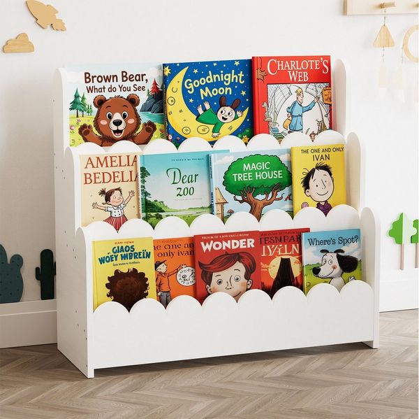 SpaceAid Bücherregal 3-stöckiges Kinderregal, Montessori-Bücherregal für Kleinkinder, 27T x 75B x 70H cm