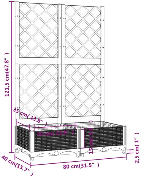 vidaXL Pflanzkübel mit Rankgitter Hellgrau 80x40x121,5 cm PP 153271 Bild 8