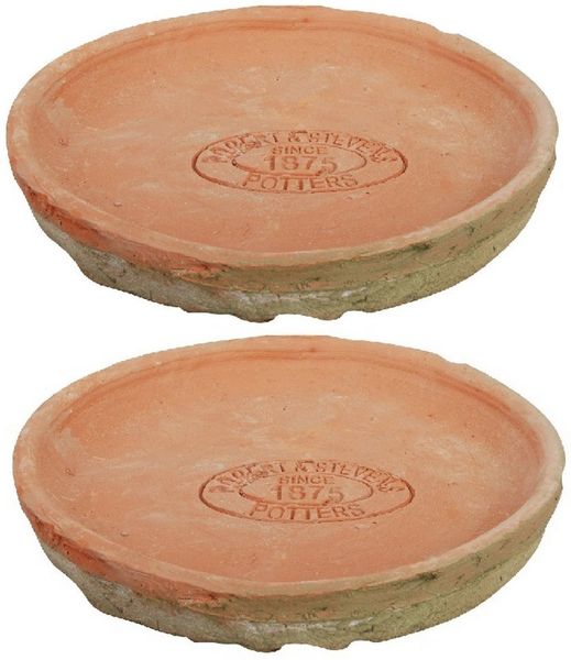 2er Set Aged Terracotta Untersetzer rund Ø 16,4 cm Planzen Blumen Topf Ton Töpfe