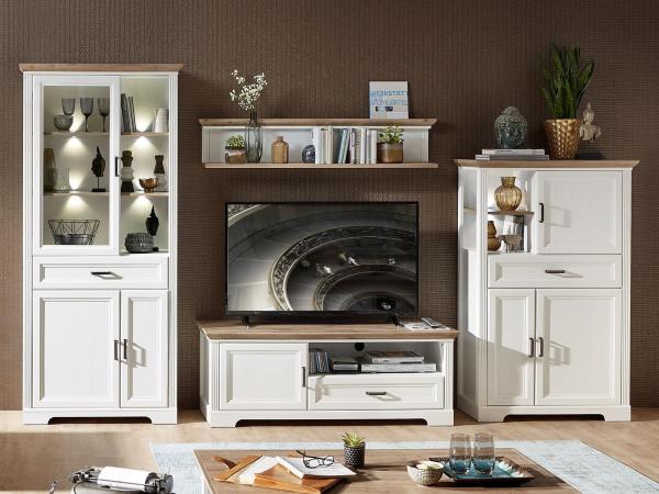 Wohnwand >Jasmin< in Pinie-Hell aus Metall - 354x204x51cm (BxHxT)