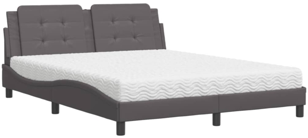 vidaXL Bett mit Matratze "Zadar" Grau 160x200 cm Kunstleder 3208876