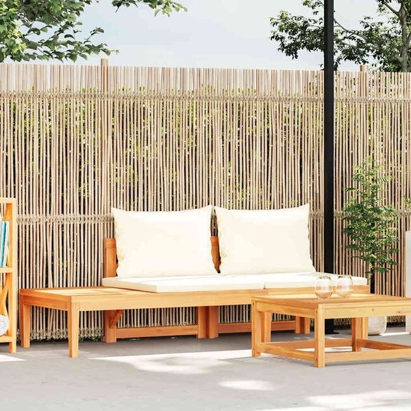 vidaXL Gartenbank mit Tisch & Cremeweißen Kissen Massivholz Akazie 316314