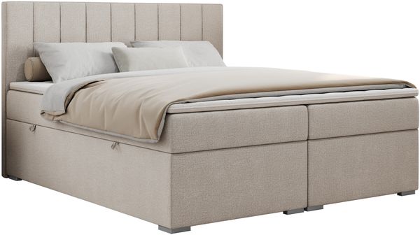Boxspringbett mit 2 Bettkästen, Matratze und Topper, Polsterbett - ALLY - 160x200cm - Beige Stoff - H4 Bild 3