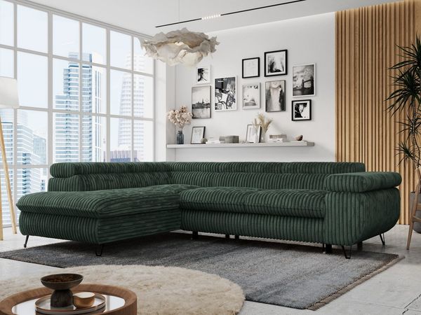 MKS MÖBEL Ecksofa PETER L, Set, Ecksofa L-form, HR35-Schaum, Wellenfederkern, Bettfunktion, Einstellbare Kopfstützen, Bettkasten