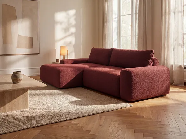 Vente-unique - DAVISO Sofa Stoff Rot - B 162 cm x H 87 cm x L 264 cm