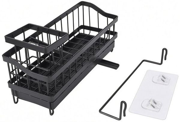 GLIESE Küchenorganizer-Set Spülen-Organizer Automatische Entwässerung für Küche, für Spüle, Arbeitsplatte, Badezimmer, Waschraum, Küche, 24,5 x 9 x 13 cm