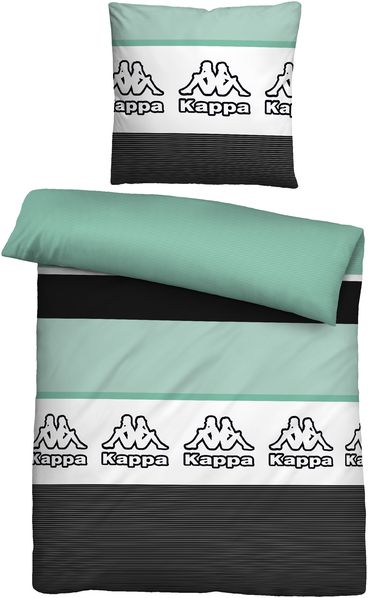 Kappa Linon Bettwäsche 0401502 QUERBALKEN, türkis, 1x 155x220 cm + 1x 80x80 cm