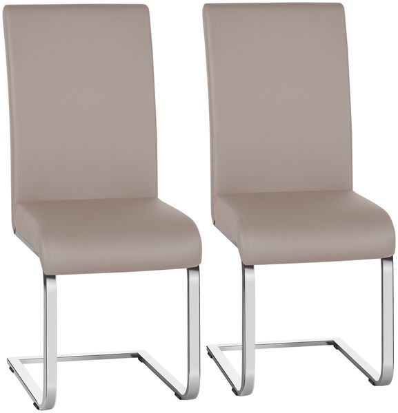 Yaheetech 2er-Set Freischwinger, Kunstleder, Hellbraun, 41,5 x 55 x 103 cm
