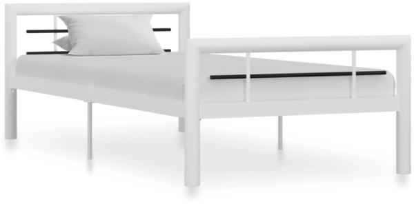 Metall-Bettgestell weiß/schwarz, inkl. Lattenrost 90×200 cm