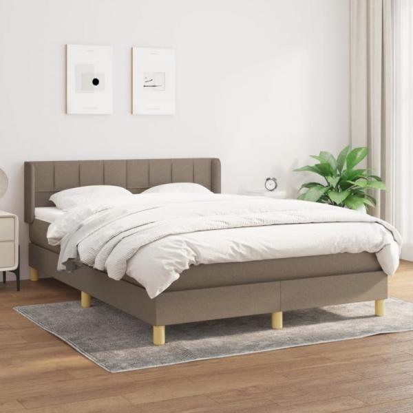 vidaXL Boxspringbett mit Matratze Taupe 140x190 cm Stoff 3130269