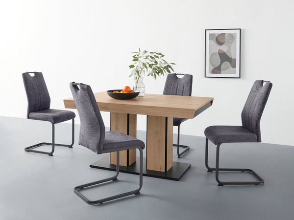 HELA Essgruppe Tisch ausziehbar 140 -220 cm, (Set, 5-tlg), Belastbarkeit 140 KG, bequem gepolstert mit Griff