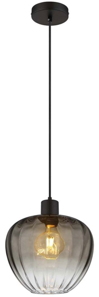 Hängeleuchte, Glas, rauch, schwarz, H 120 cm