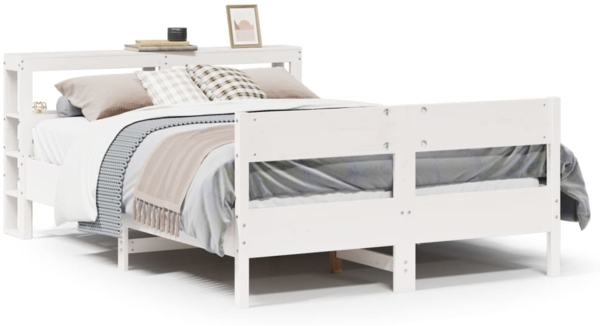 vidaXL Massivholzbett ohne Matratze Weiß 160x200 Kiefernholz 3306181