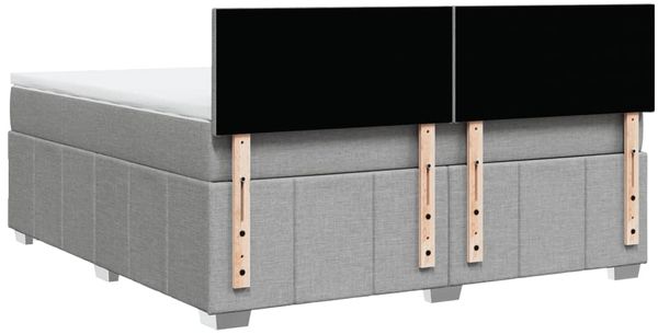 vidaXL Boxspringbett mit Matratze Hellgrau 180x200 cm Stoff 3287140 Bild 6