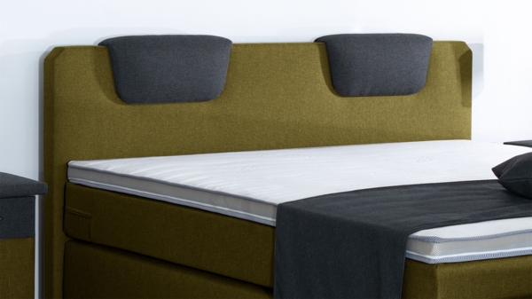 Meisterbetten Boxspringbett Iris 140x200 in WT-Grasgrün in WT-Dunkel Grau, Matratzenbezug Nano, Komfortschaum-Topper Bild 5