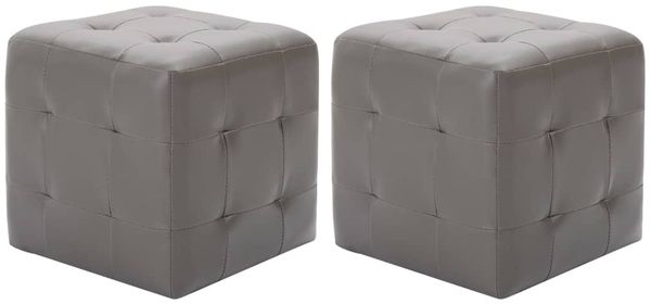 vidaXL Nachttische 2 Stk. Grau 30×30×30 cm Kunstleder 249013
